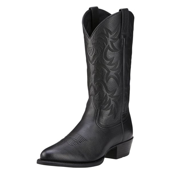 Ariat Ladies Heritage Western R Toe Cowboy Boots - Black Deertan ...