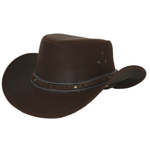 Outback Trading Wagga Wagga Leather Hat - Chocolate