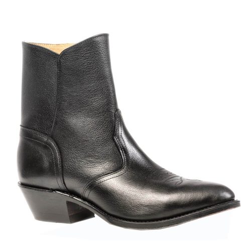 Boulet Mens Western Dress Cowboy Boots with Side Zipper - Sporty Black Deer Tan