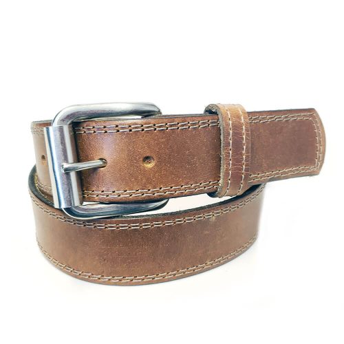 Marc Wolf Leather Belt 222 Tan Stitched