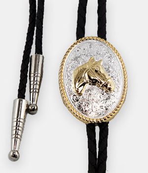 Double S Bolo Tie - Horse Head