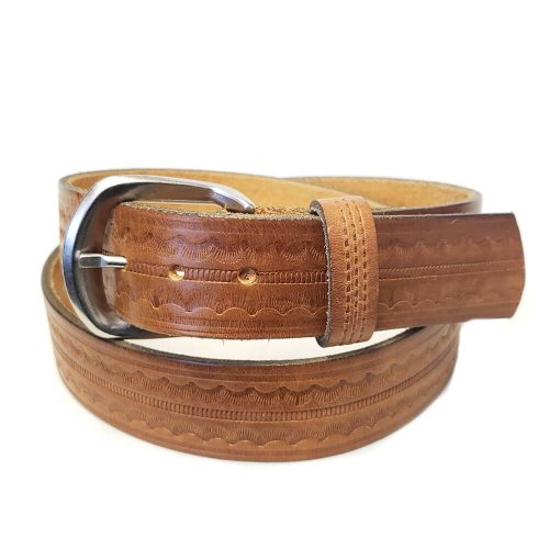 Marc Wolf Leather Belt 226 Tan Embossed