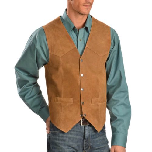 Scully Men's Rustic Tan Suede Snap Front Vest