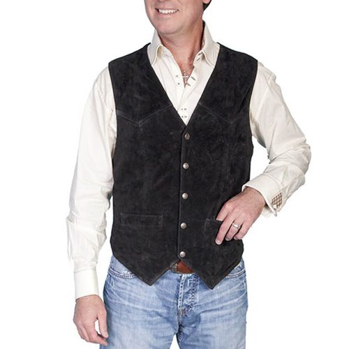 Scully® Mens Black Satin Print Notch Formal Western Vest