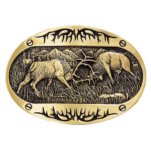 Montana Silversmith Attitude Buckle - Brass Elk