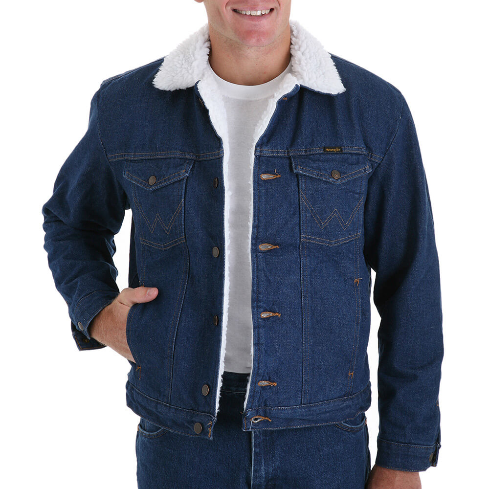 Wrangler Sherpa Lined Jean Jacket - Blue Denim - Stampede Tack ...