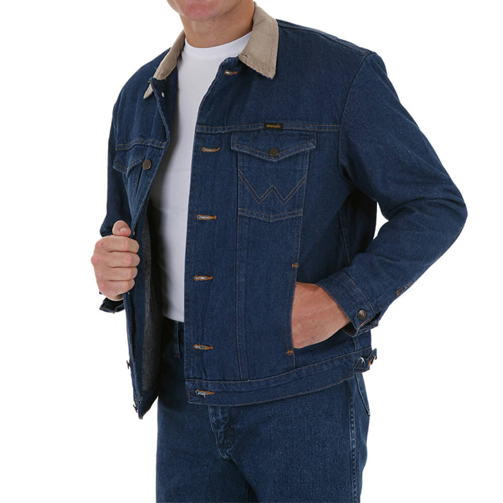 WRANGLER® BLANKET LINED DENIM JACKET IN RUSTIC COLOR