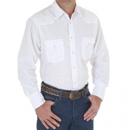 Men's Wrangler Western Snap Long Sleeve Shirt - White