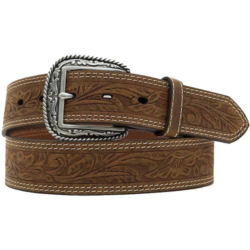 Ariat Brown Tooled Double Stitched Belt