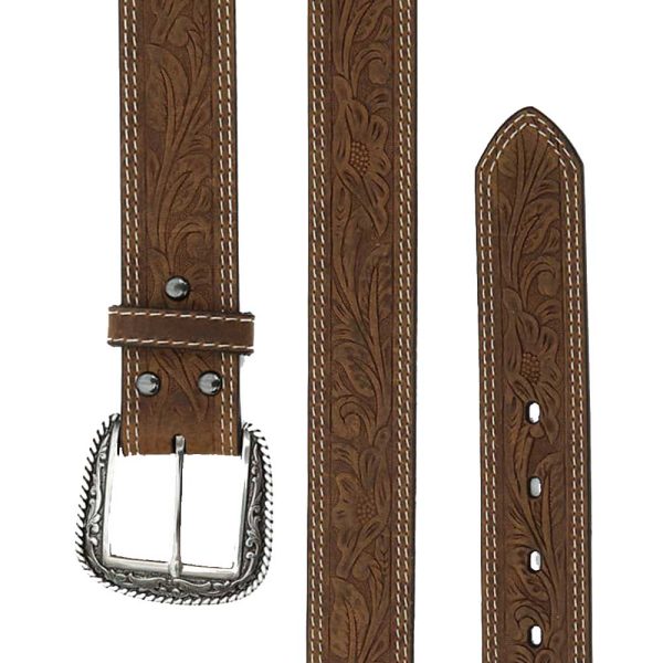 Ariat Brown Tooled Double Stitched Belt