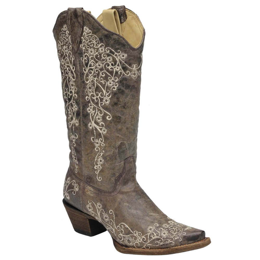 corral brown crater with bone embroidery cowgirl boots corral brown crater with bone embroidery cowgirl boots