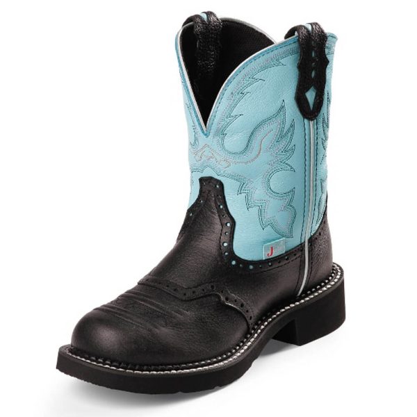 Justin Ladies Gypsy Cowboy Boots - Black Deercow-Aqua - Stampede Tack ...