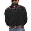 Scully Mens Embroidered Western Shirt Black
