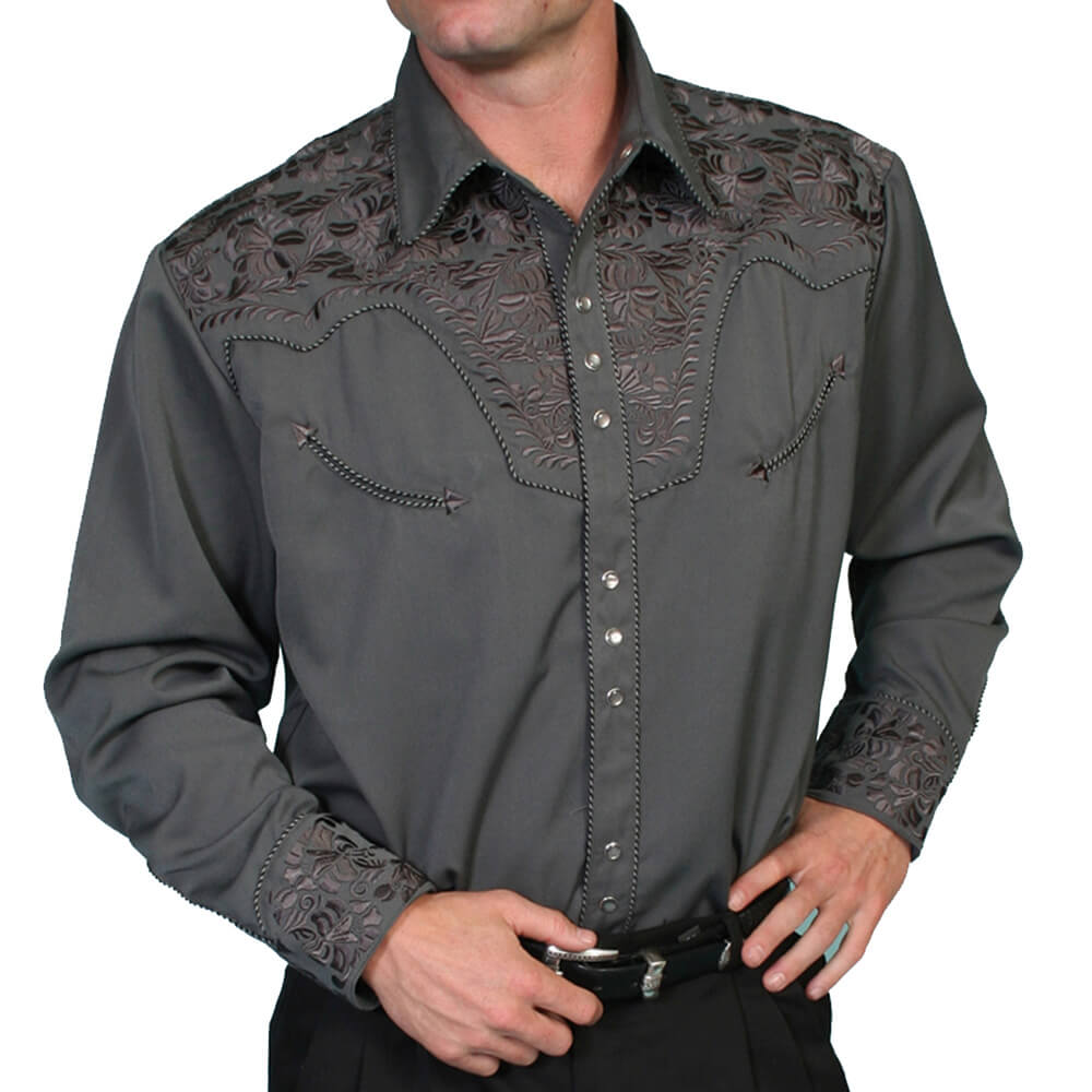 Scully Men's Western Shirt - Charcoal