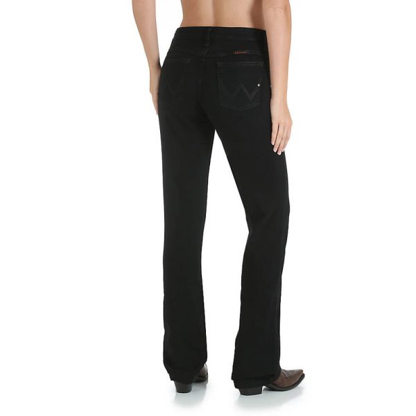 Wrangler Ladies Q-Baby Ultimate Riding Jean - Mid Rise Stretch - Black Magic Colour