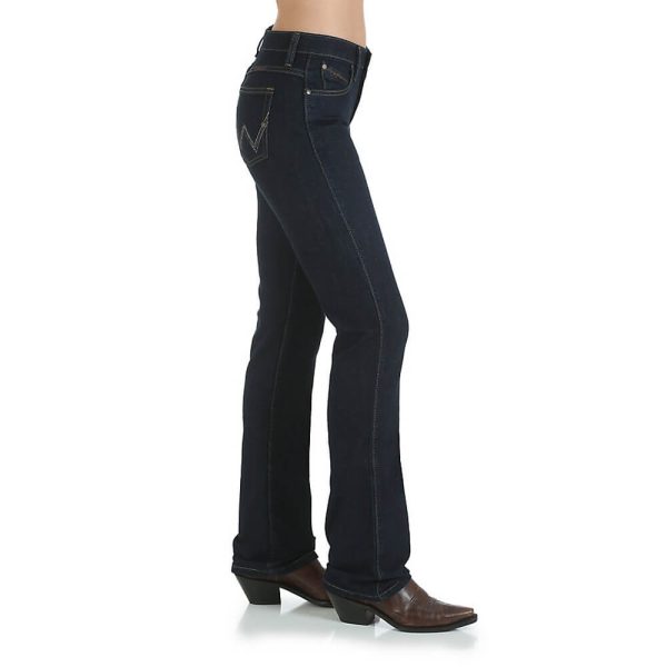 Wrangler Ladies Q-Baby Ultimate Riding Jean - Mid Rise Stretch - Dark Dynasty Colour