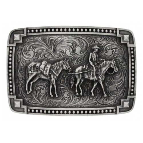 Montana Silversmith Classic Antiqued Tied at the Corners Attitude Buckle with Pack Horse
