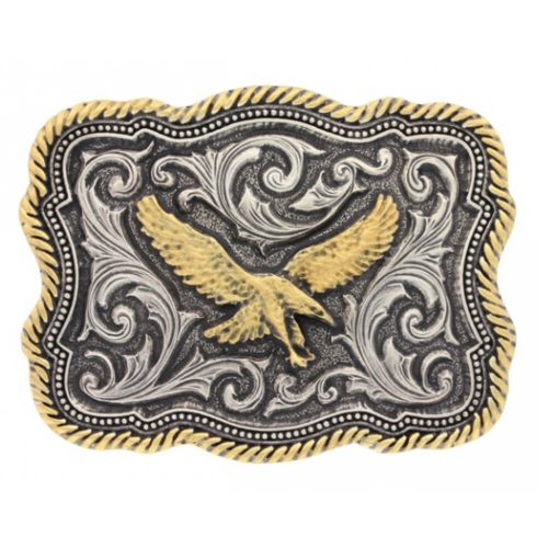 Montana Silversmith Classic Impressions Two Tone Twisted Rope and Pinpoints Attitude Buckle with Soaring Eagle