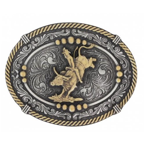 Montana Silversmith Classic Impressions Two Tone Beaded Cameo Attitude Buckle with Bull Rider