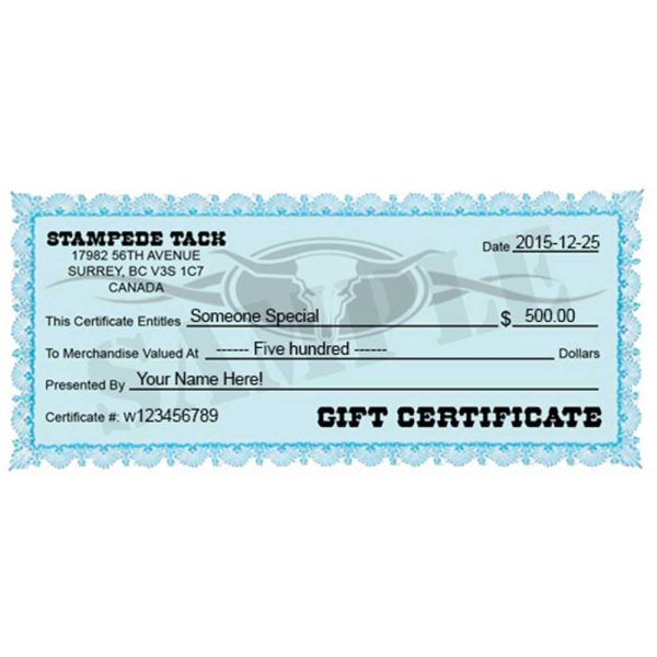 Stampede Tack Gift Certificate