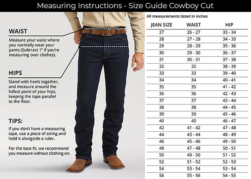 Wrangler Jeans Size Guide