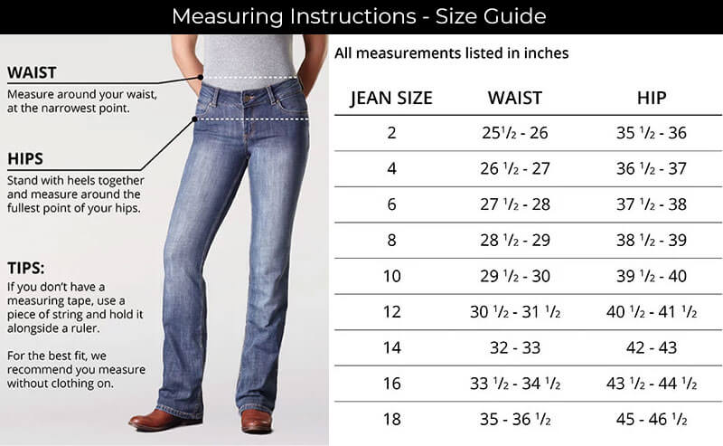 Womens Wrangler Jean Size Guide